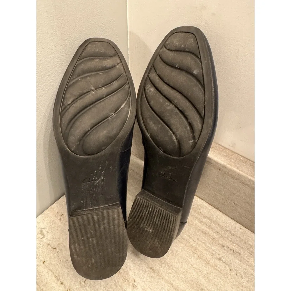 Clarks Juliet Coast Penny Loafers Leather Slip-Ons Luxe Flats‎ Textured Blue 8.5